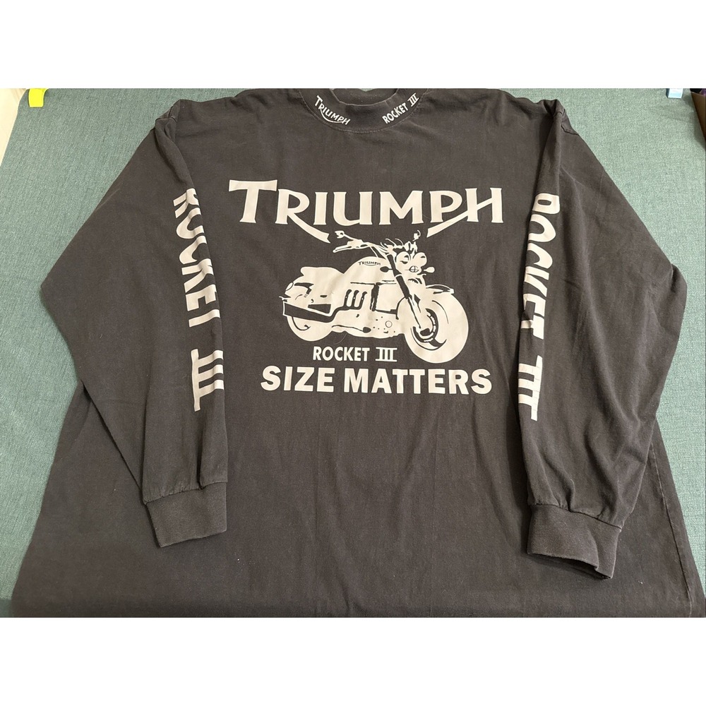 Vintage Red Kap Triumph Rocket3 Size Matters BLK Long Sleeve Mock Neck Men's 3XL